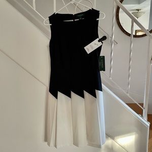 Black/White Ralph Lauren “Holiday” sleeveless dress, Size 6